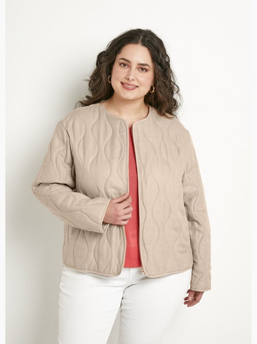 Chaqueta corta lisa acolchada con cremallera y cuello redondo - Afibel - Kiabi