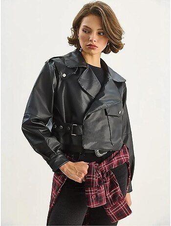 Chaqueta corta oversize de piel sintética lucci