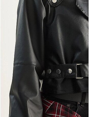 Chaqueta corta oversize de piel sintética lucci
