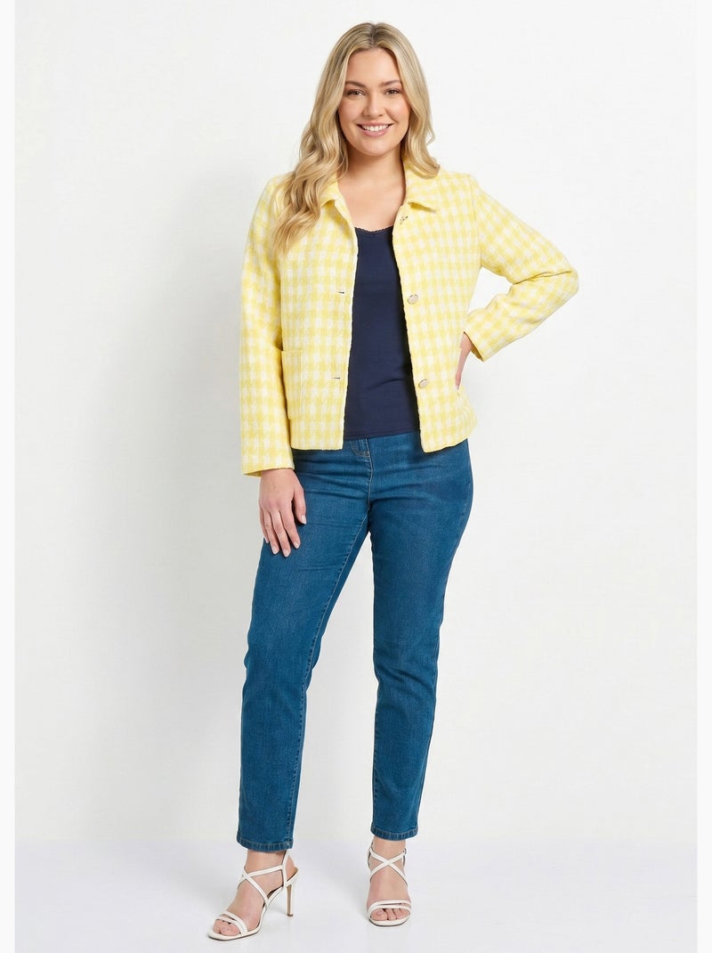 Chaqueta corta pata de gallo - Afibel Blanco Amarillo - Kiabi