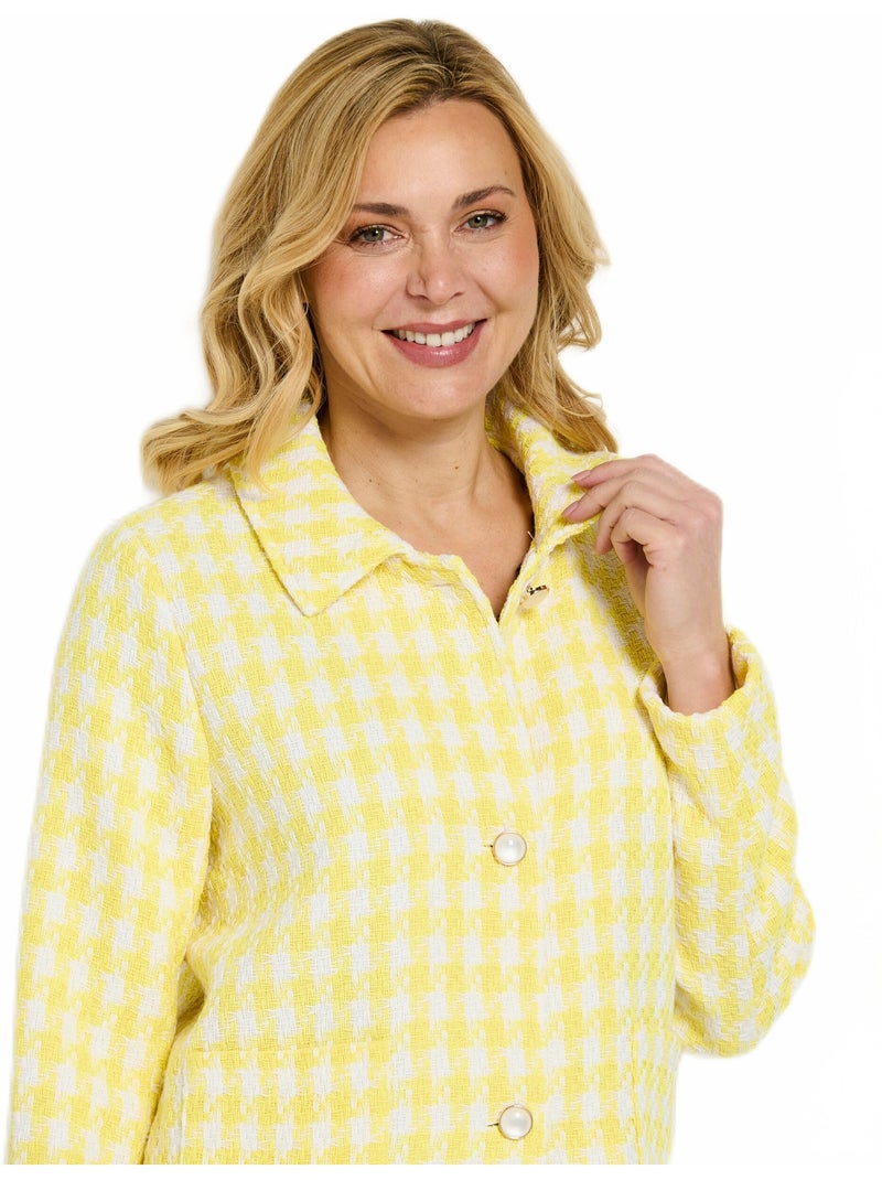 Chaqueta corta pata de gallo - Afibel Blanco Amarillo - Kiabi