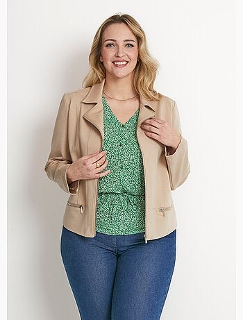 Chaqueta corta recta con cremallera de punto Milano - AFIBEL