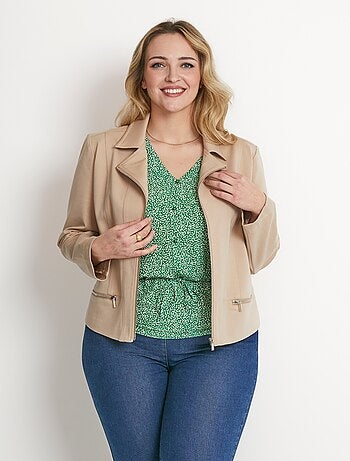 Chaqueta corta recta con cremallera de punto Milano - AFIBEL