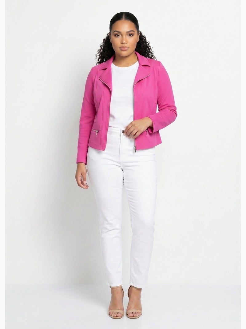 Chaqueta corta recta con cremallera de punto Milano - AFIBEL Rosa - Kiabi