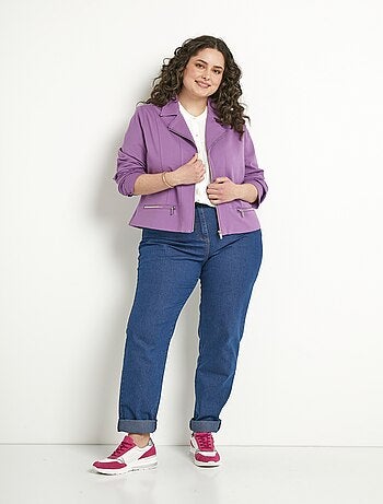 Chaqueta corta recta con cremallera de punto Milano - AFIBEL