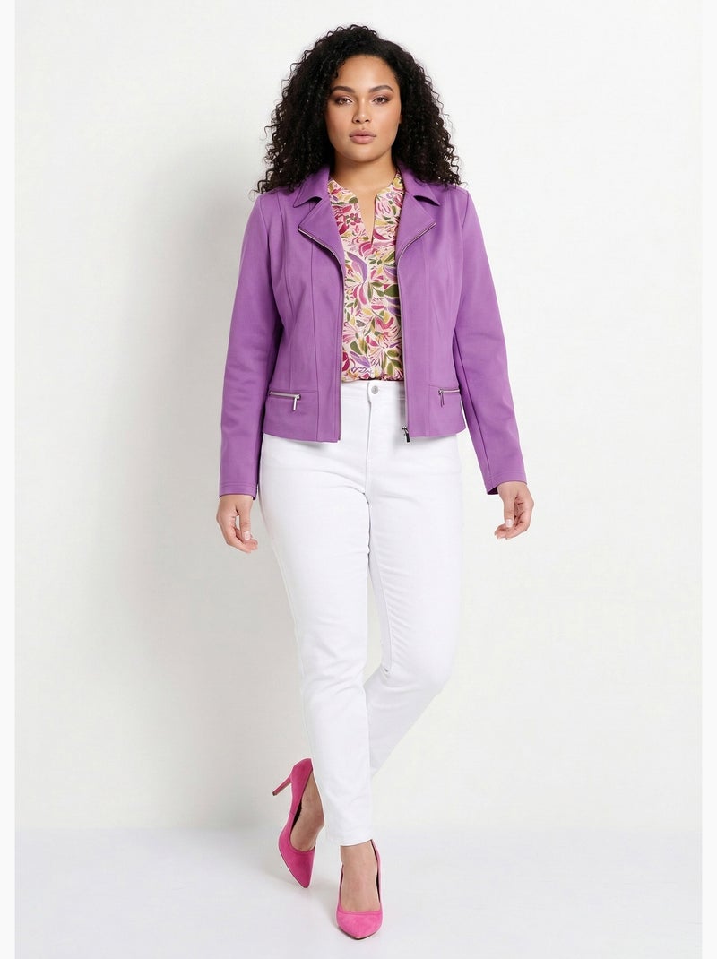 Chaqueta corta recta con cremallera de punto Milano - AFIBEL Violeta - Kiabi