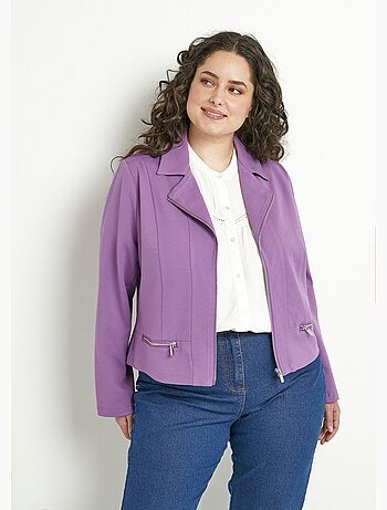 Chaqueta corta recta con cremallera de punto Milano