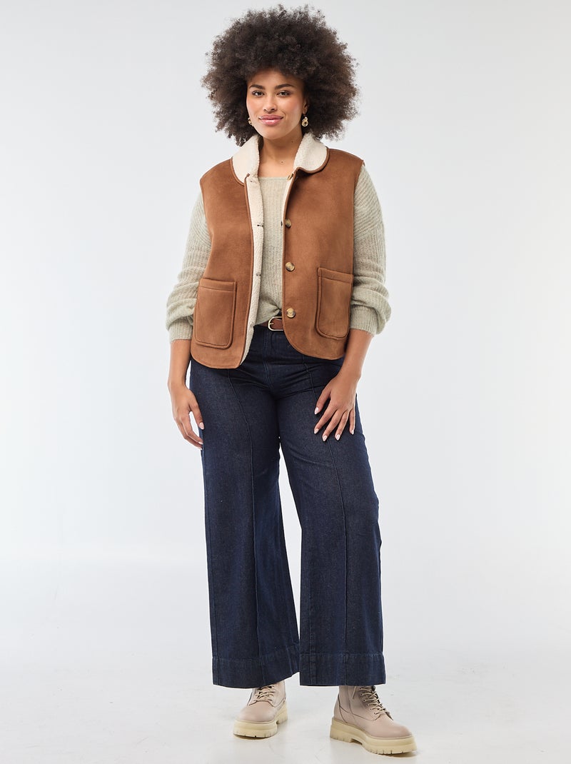 Chaqueta corta reversible sin mangas Marron - Kiabi