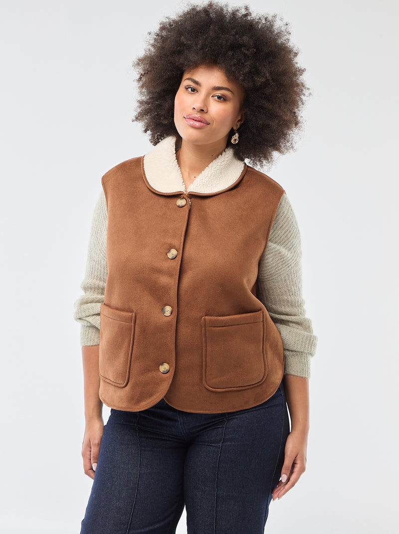 Chaqueta corta reversible sin mangas Marron - Kiabi