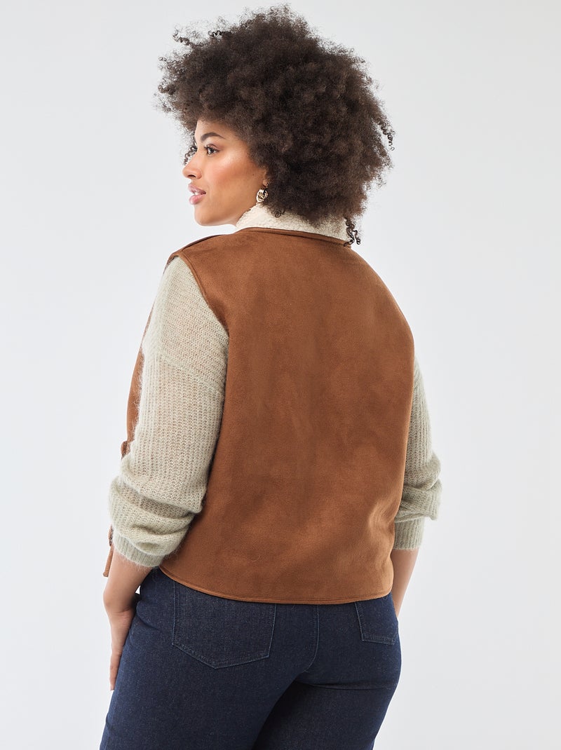 Chaqueta corta reversible sin mangas Marron - Kiabi
