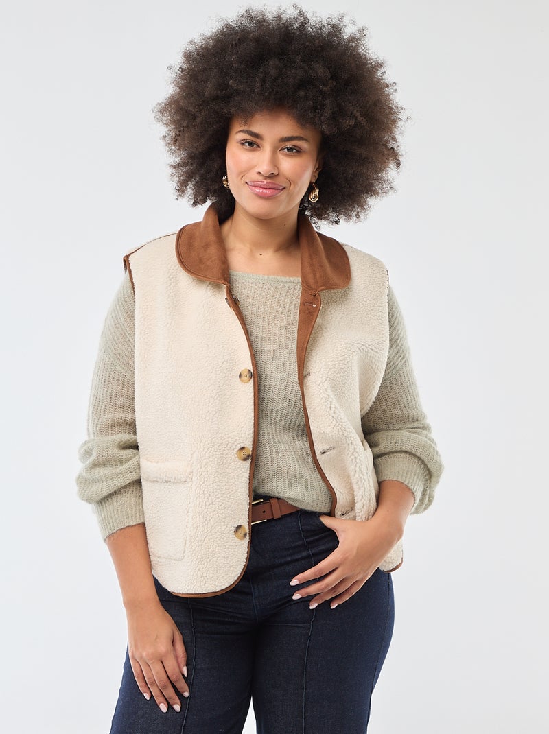 Chaqueta corta reversible sin mangas Marron - Kiabi