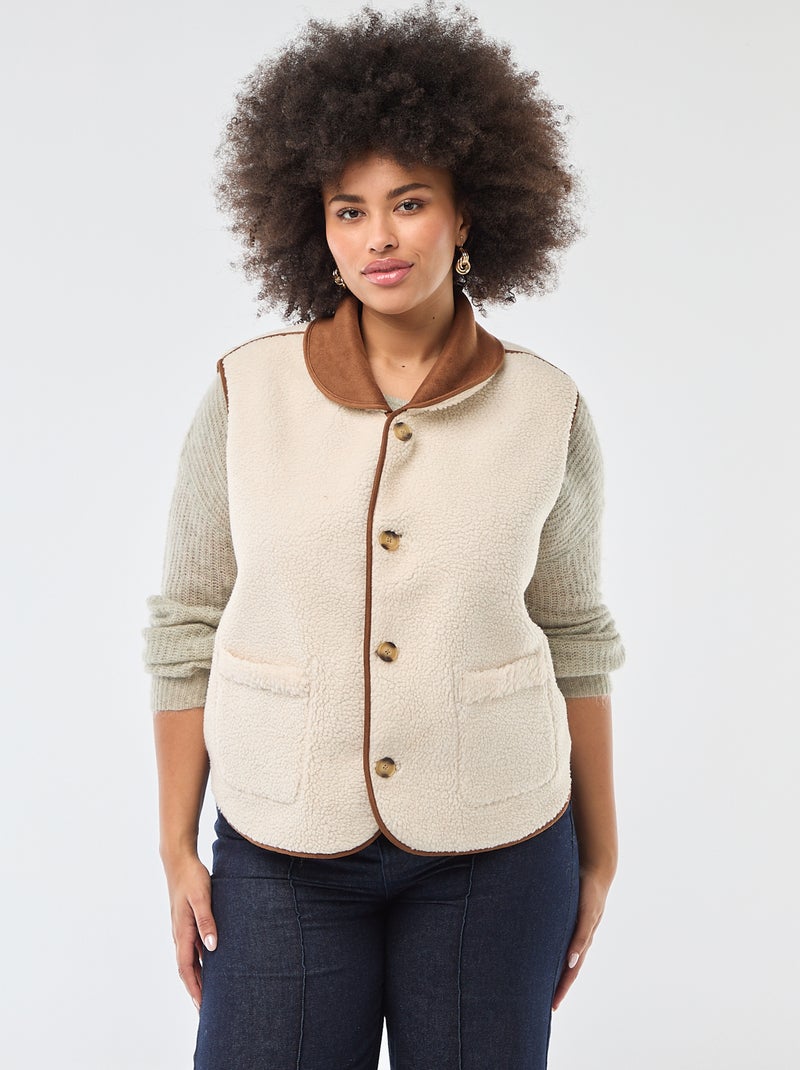 Chaqueta corta reversible sin mangas Marron - Kiabi