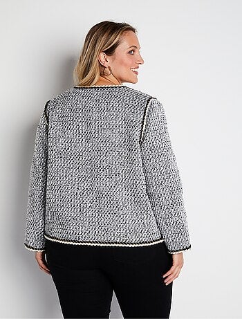 Chaqueta corta sin cuello en tejido efecto tweed - Afibel