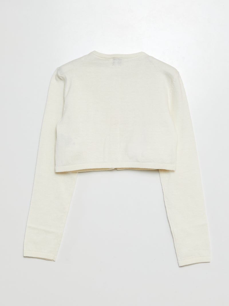 Chaqueta corta tipo bolero de canalé BLANCO - Kiabi