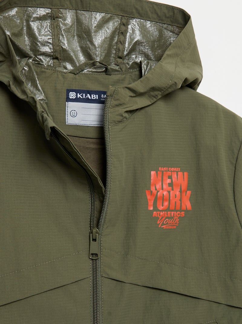 Chaqueta cortavientos con capucha Kaki - Kiabi