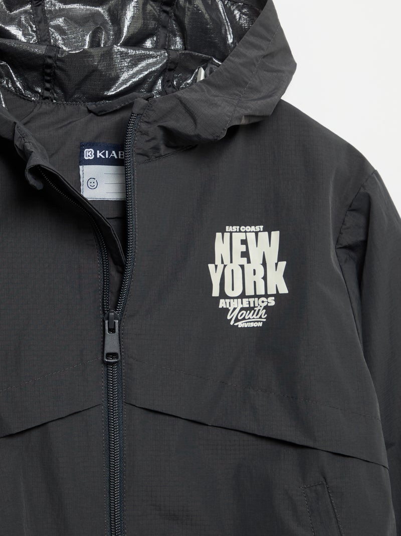 Chaqueta cortavientos con capucha Negro - Kiabi