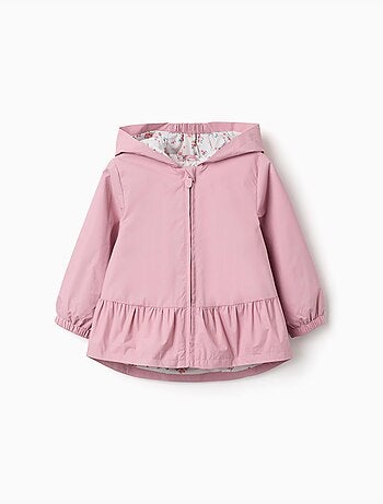 Chaqueta cortavientos con capucha y volantes