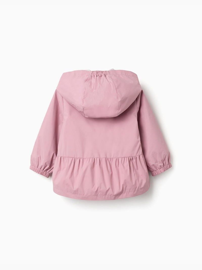 Chaqueta cortavientos con capucha y volantes Rosa claro - Kiabi