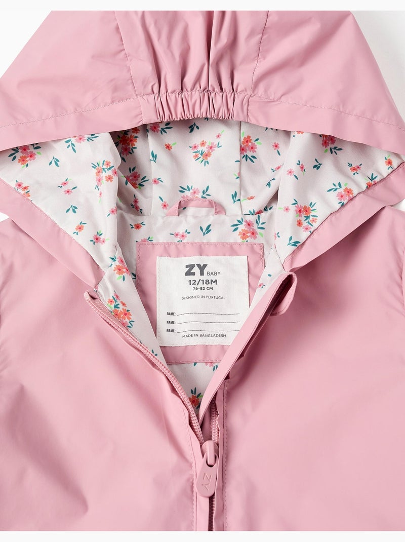 Chaqueta cortavientos con capucha y volantes Rosa claro - Kiabi