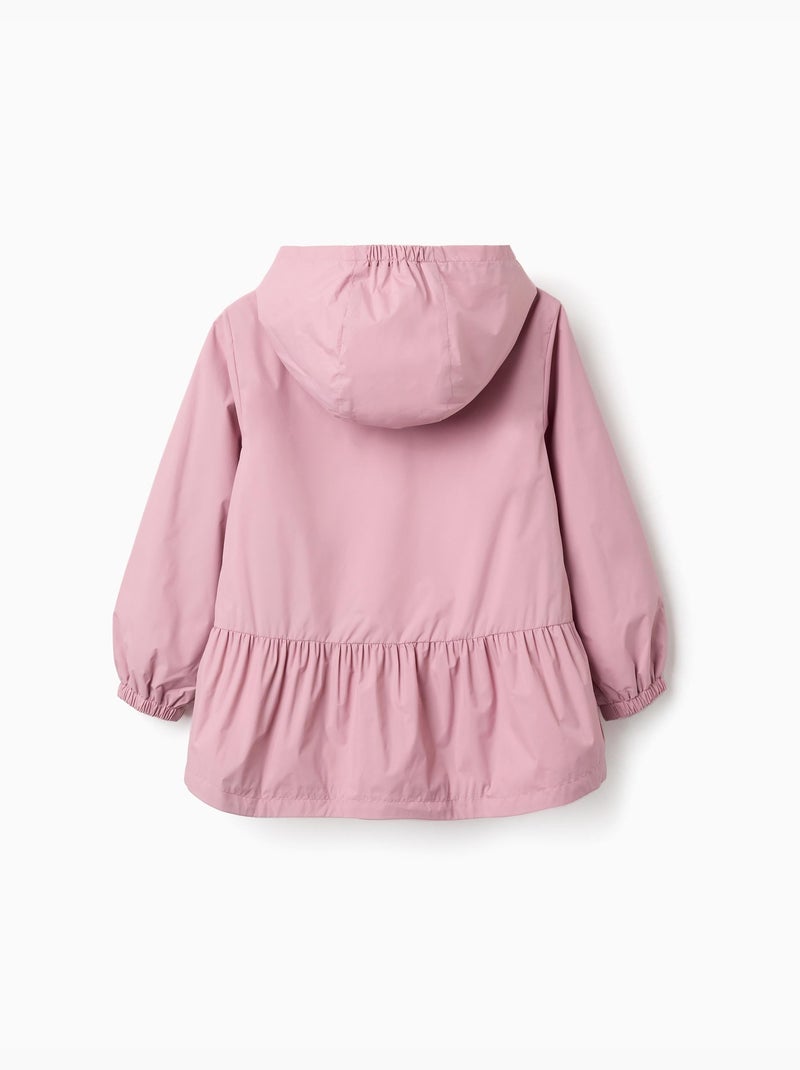 Chaqueta cortavientos con capucha y volantes Rosa claro - Kiabi