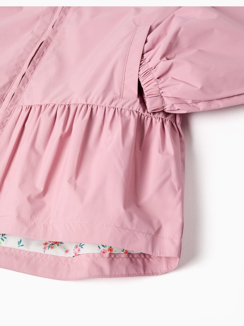 Chaqueta cortavientos con capucha y volantes Rosa claro - Kiabi