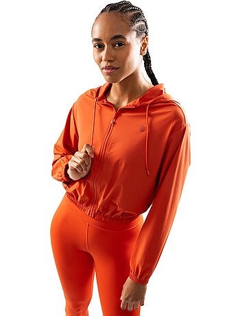 Chaqueta cortavientos crop ultraligera entrenamiento mujer fitness mujer biscayn