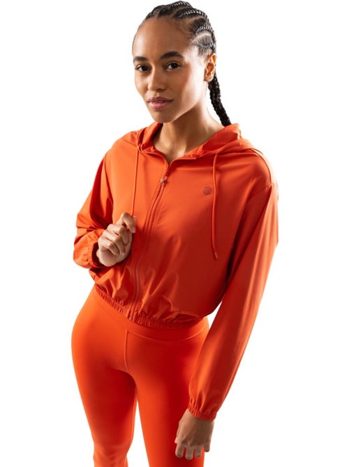 Chaqueta cortavientos crop ultraligera entrenamiento mujer fitness mujer biscayn - Kiabi