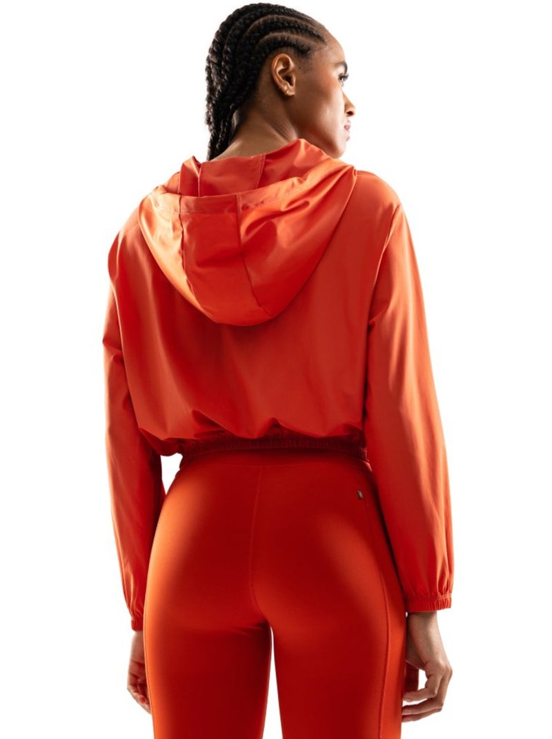 Chaqueta cortavientos crop ultraligera entrenamiento mujer fitness mujer biscayn Rojo - Kiabi