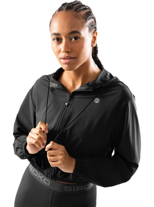 Chaqueta cortavientos crop ultraligera entrenamiento mujer fitness mujer pando - Kiabi