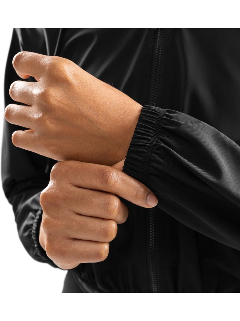 Chaqueta cortavientos crop ultraligera entrenamiento mujer fitness mujer pando Negro - Kiabi