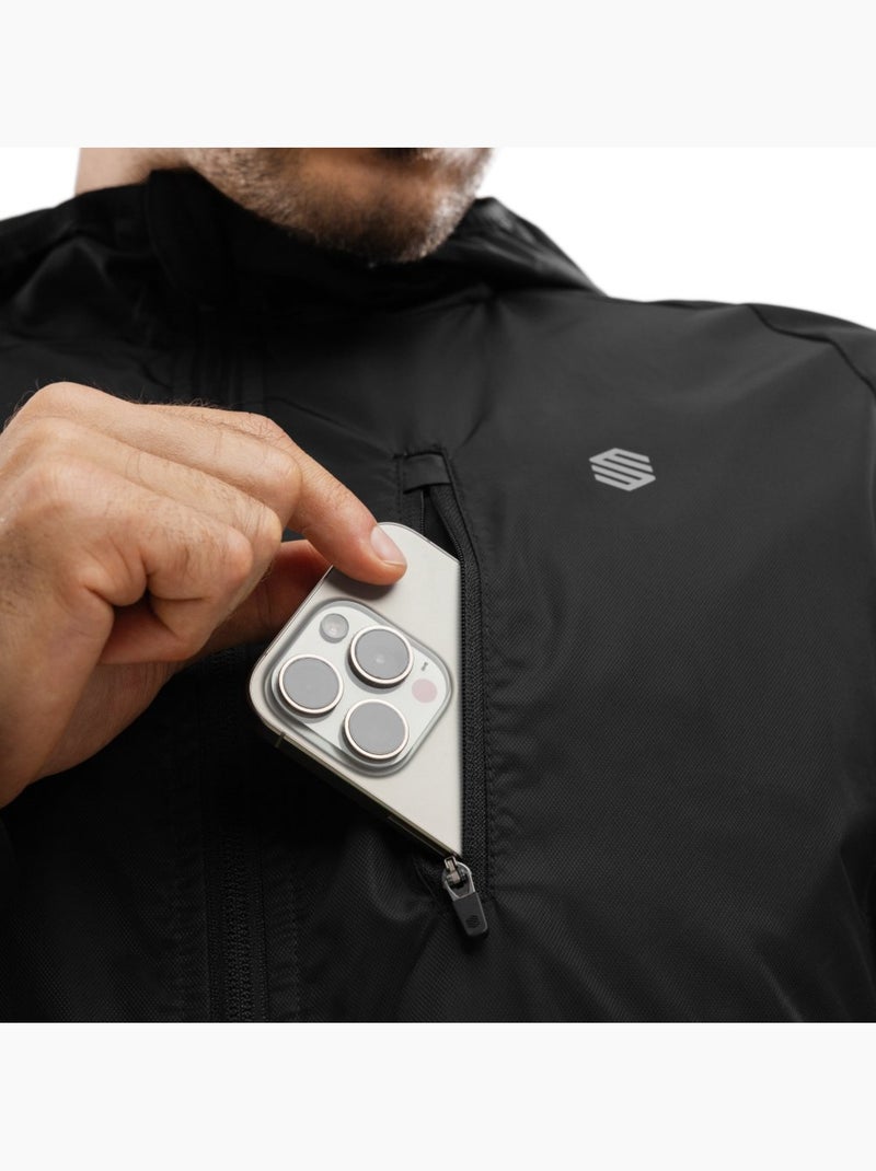 Chaqueta cortavientos entrenamiento hombre fitness hombre grand marathon Negro - Kiabi