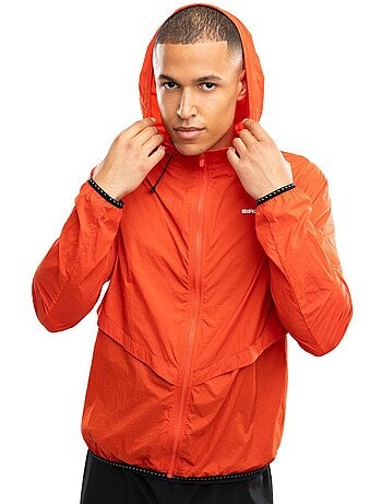 Chaqueta cortavientos running hombre fitness hombre bund brick