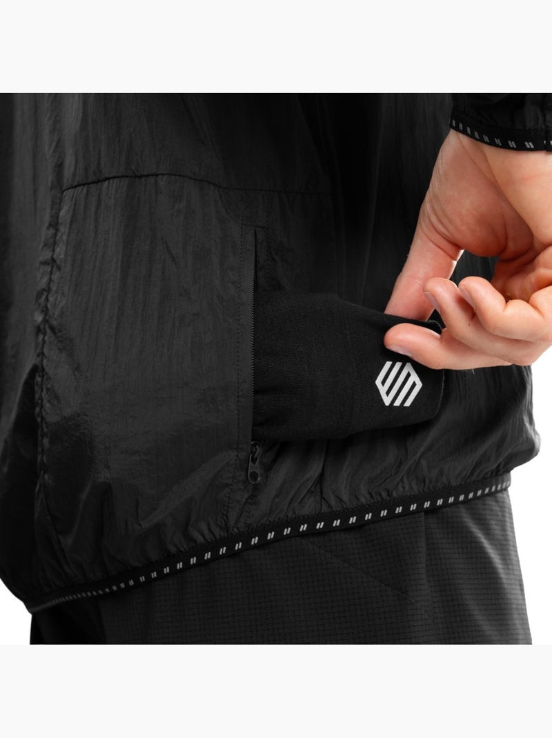 Chaqueta cortavientos running hombre fitness hombre bund Negro - Kiabi