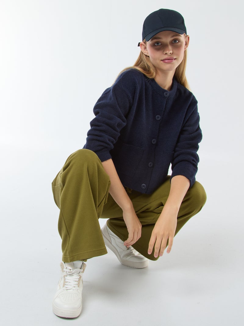 Chaqueta cropped de punto Azul - Kiabi