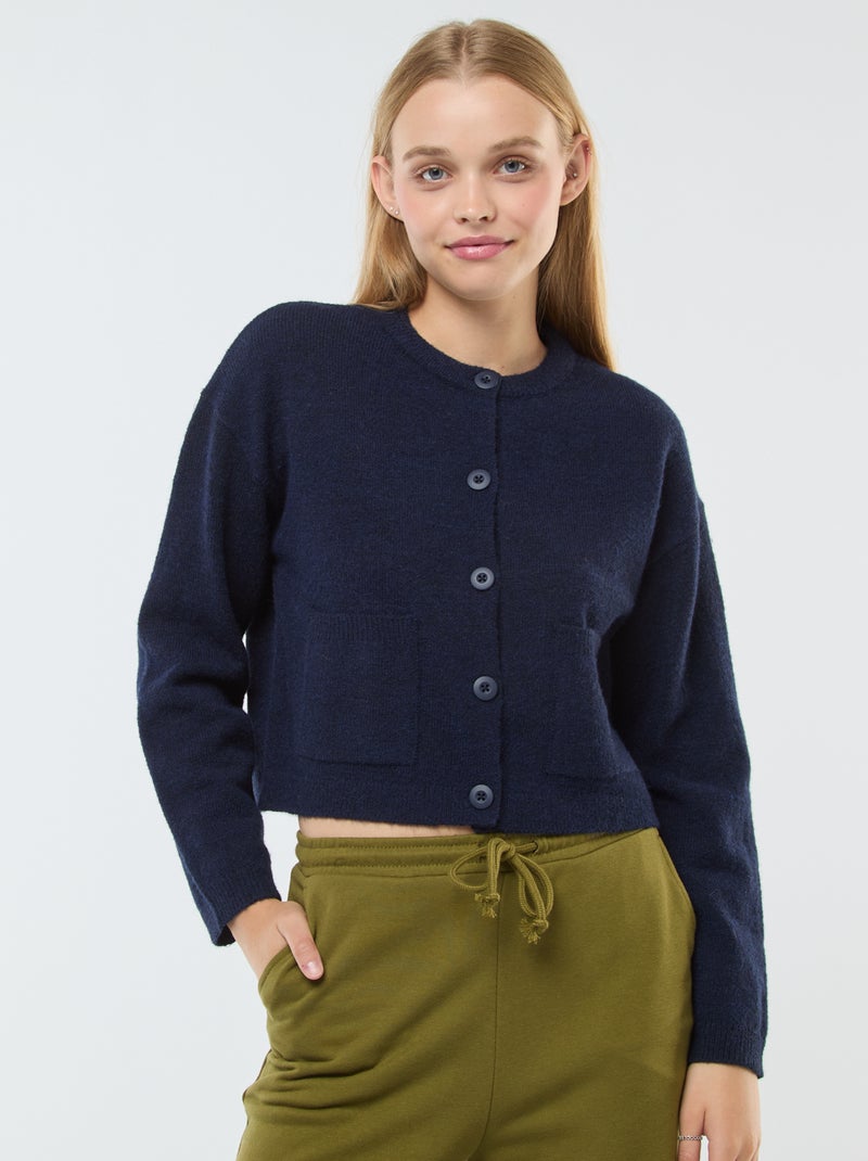 Chaqueta cropped de punto Azul - Kiabi