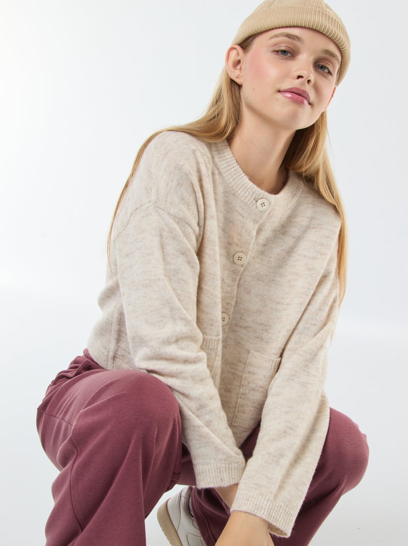 Chaqueta cropped de punto Beige - Kiabi