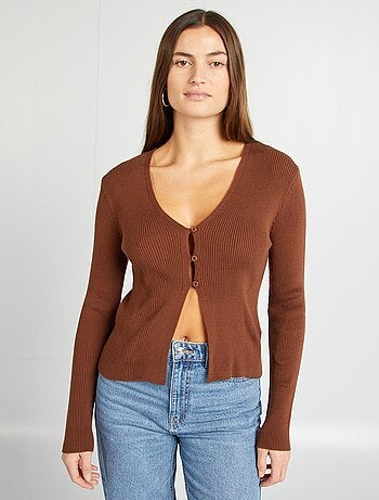 Chaqueta cropped de punto de canalé