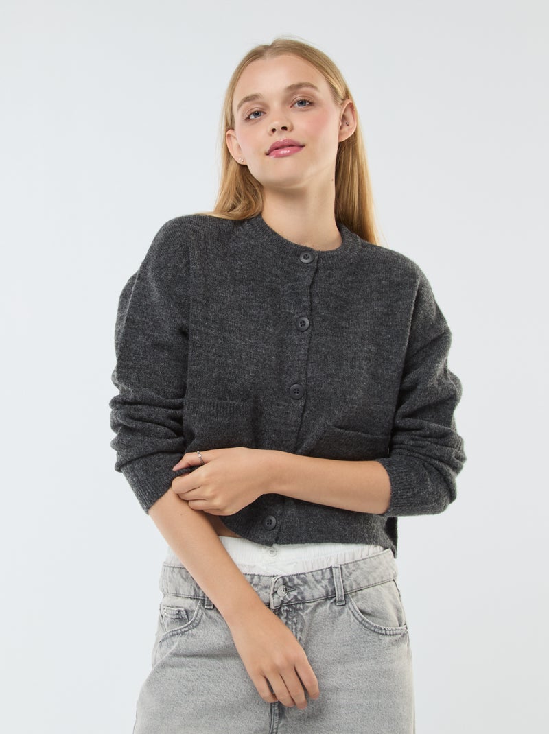 Chaqueta cropped de punto Gris - Kiabi