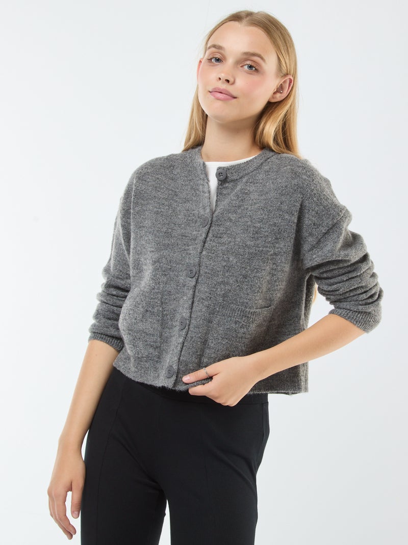 Chaqueta cropped de punto Gris - Kiabi