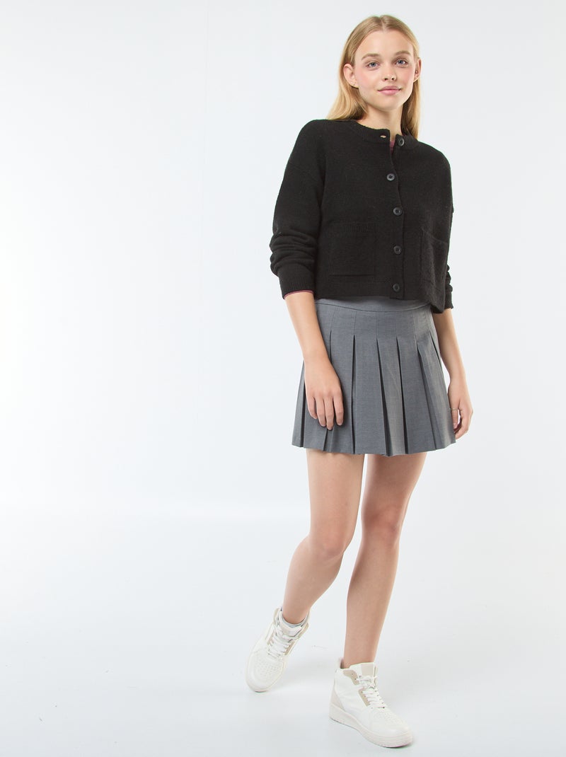 Chaqueta cropped de punto negro - Kiabi