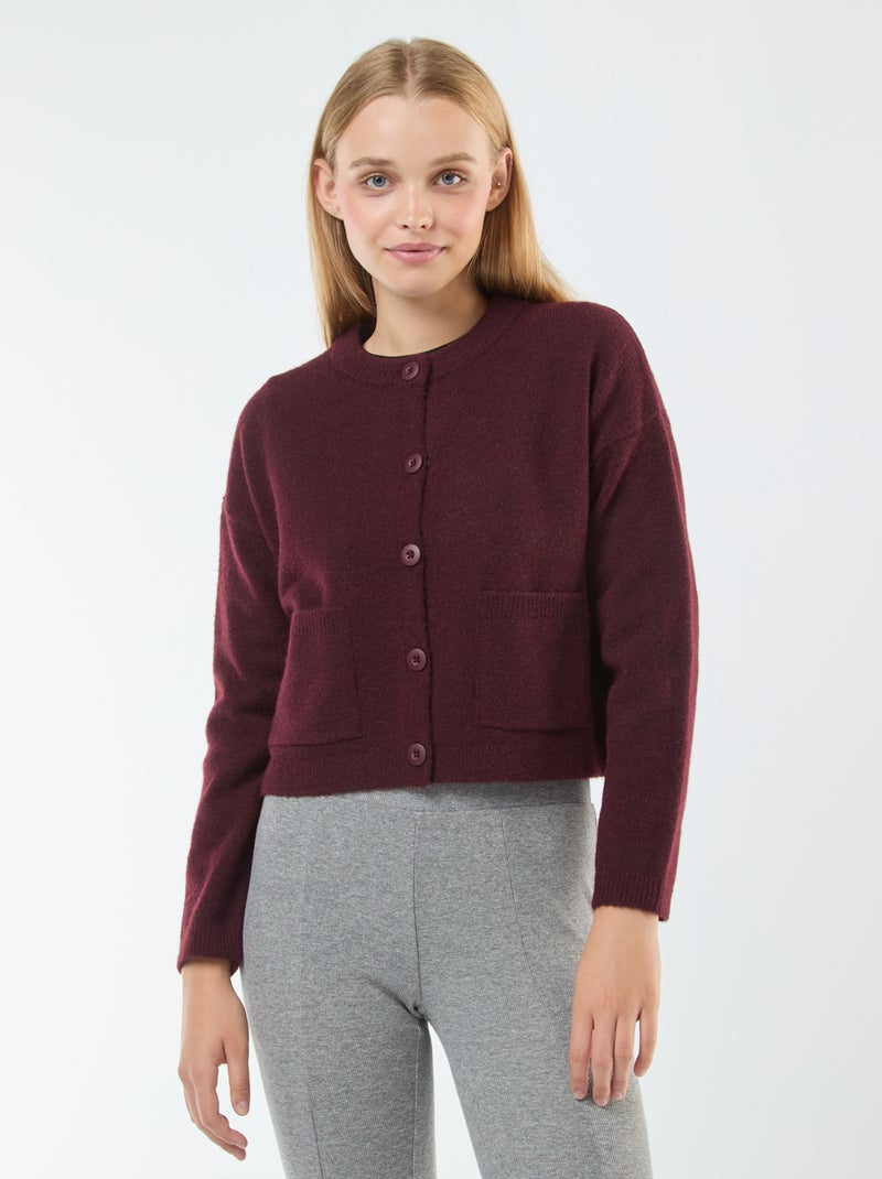 Chaqueta cropped de punto rojo - Kiabi