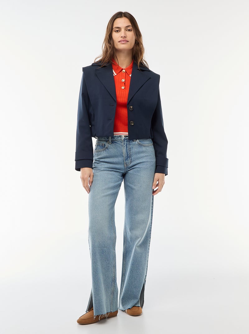 Chaqueta cropped estilo trench Azul - Kiabi