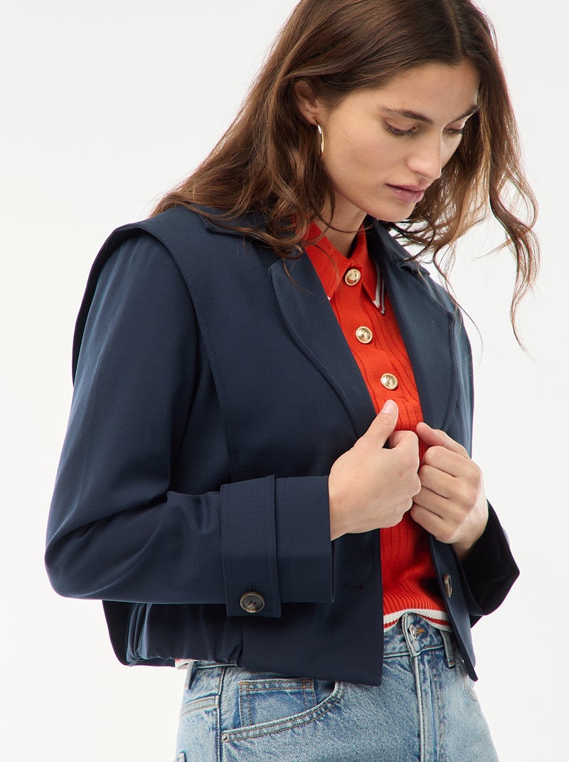 Chaqueta cropped estilo trench Azul - Kiabi