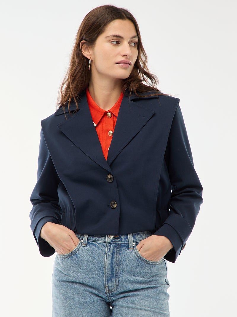 Chaqueta cropped estilo trench Azul - Kiabi