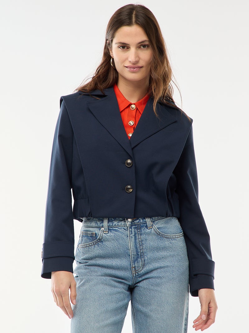 Chaqueta cropped estilo trench Azul - Kiabi
