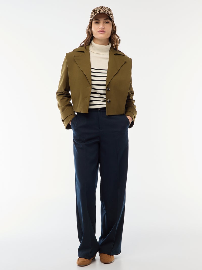Chaqueta cropped estilo trench Verde - Kiabi