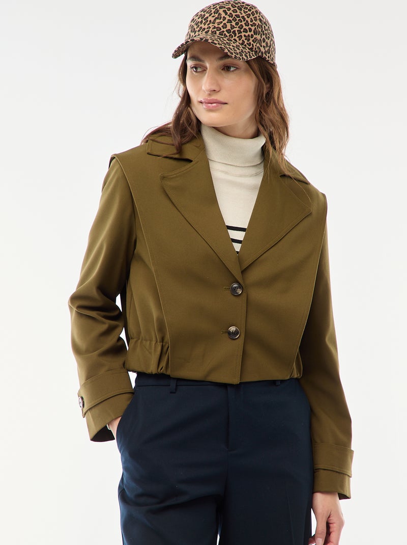 Chaqueta cropped estilo trench Verde - Kiabi