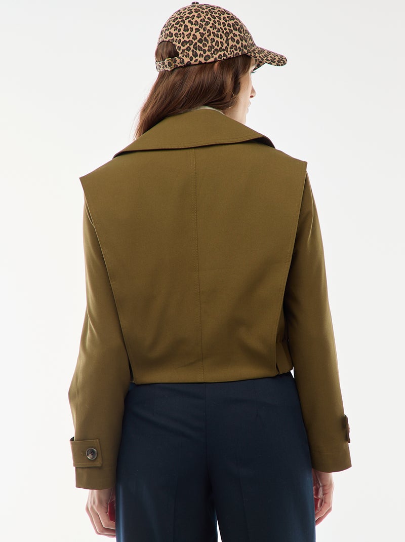 Chaqueta cropped estilo trench Verde - Kiabi
