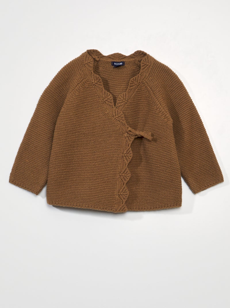 Chaqueta cruzada de punto bobo BEIGE - Kiabi