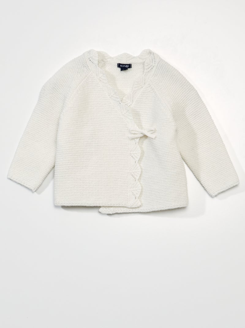 Chaqueta cruzada de punto bobo Blanco - Kiabi